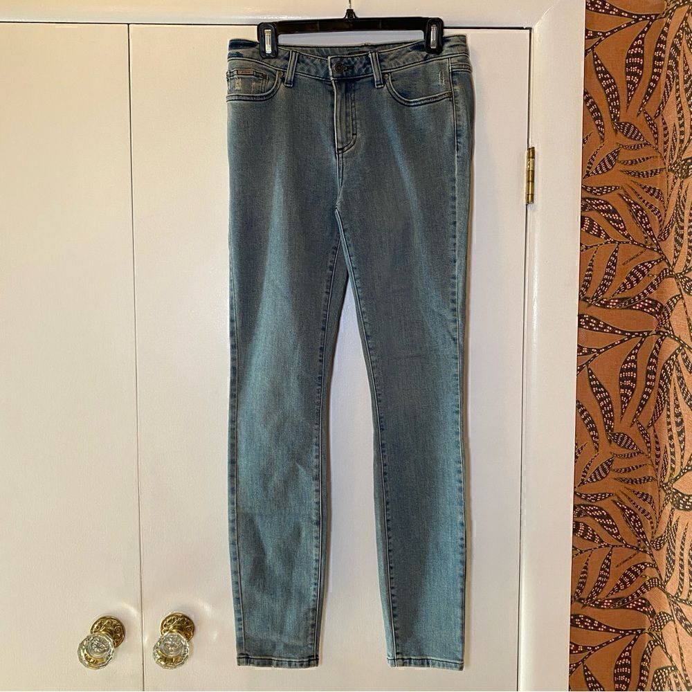 PRANA Organic Cotton Blend Distressed Denim Skinny Jeans Women’s Size 8